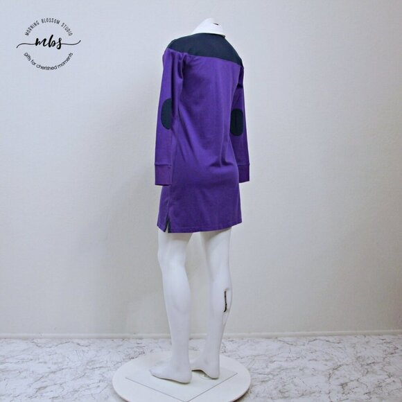 Polo Ralph Lauren Vintage Long Sleeve Polo Shirt Mini Dress Purple Women S - Picture 3 of 10